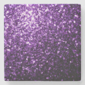 濃い紫の光沢のあるフェイクグリッターの輝き ストーンコースター (正面)