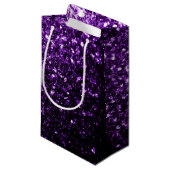 濃い紫の光沢のあるフェイクグリッターの輝き スモールペーパーバッグ (正面アングル)