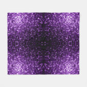 濃い紫の光沢のあるフェイクグリッターの輝き フリースブランケット (正面(横))