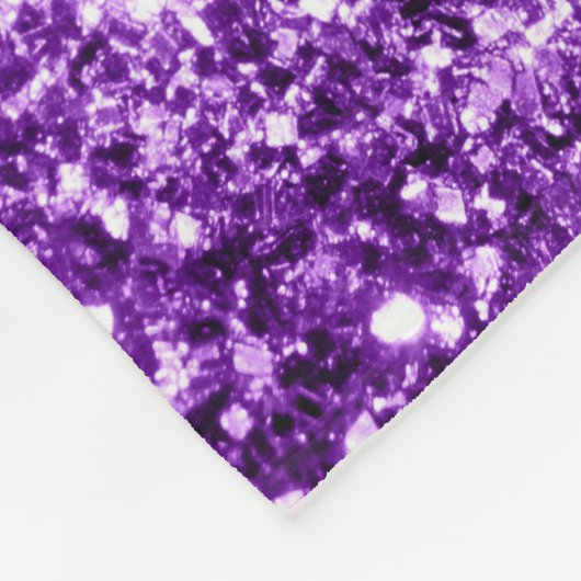 濃い紫の光沢のあるフェイクグリッターの輝き フリースブランケット (角)