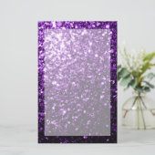 濃い紫の光沢のあるフェイクグリッターの輝き 便箋 (スタンド正面)