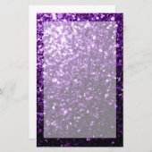 濃い紫の光沢のあるフェイクグリッターの輝き 便箋 (正面/裏面)
