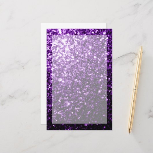 濃い紫の光沢のあるフェイクグリッターの輝き 便箋 (正面/裏面インサイチュ)