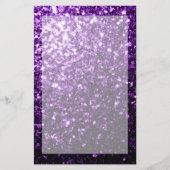 濃い紫の光沢のあるフェイクグリッターの輝き 便箋 (正面)