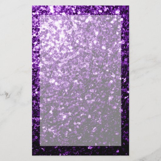 濃い紫の光沢のあるフェイクグリッターの輝き 便箋 (正面)