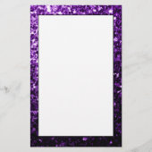 濃い紫の光沢のあるフェイクグリッターの輝き 便箋 (正面)