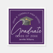 濃い紫の大学院パーソナライズされた卒業会 スタンダードカクテルナプキン (正面)
