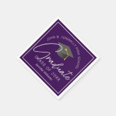濃い紫の大学院パーソナライズされた卒業会 スタンダードカクテルナプキン (角)