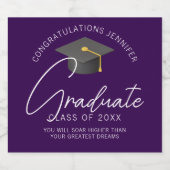 濃い紫の大学院パーソナライズされた卒業会 スパークリングワインラベル (シングルラベル)