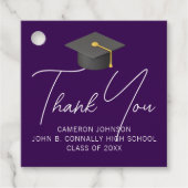 濃い紫の大学院パーソナライズされた卒業会 フェイバータグ (正面)