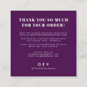 濃い紫の得舌素晴らしが感謝していい スクエア名刺 (裏面)