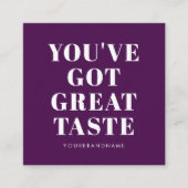 濃い紫の得舌素晴らしが感謝していい スクエア名刺 (正面)