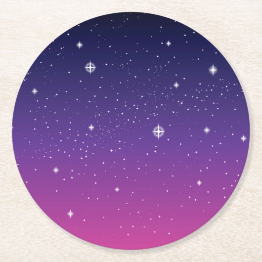 濃い紫の星空 ラウンドペーパーコースター (正面)