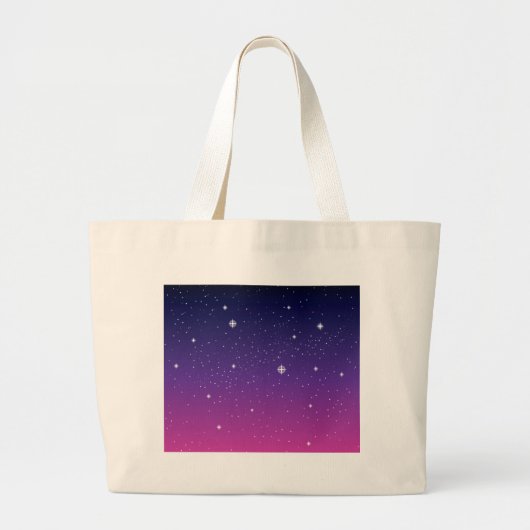 濃い紫の星空 ラージトートバッグ (正面)