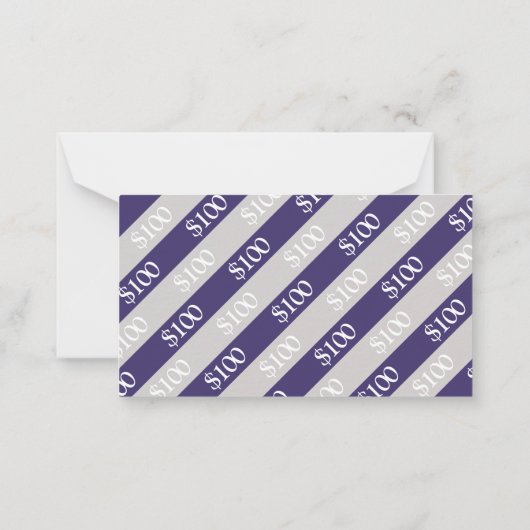 濃い紫の灰色のビジネス$100ギフト券カード ノートカード (裏面)