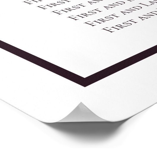 濃い紫の白の歓迎結婚席の表 ポスター (角)