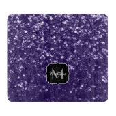 濃い紫の紫のグリッタースパークルズモノグラム カッティングボード (正面)
