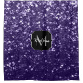 濃い紫の紫のグリッタースパークルズモノグラム シャワーカーテン (正面)