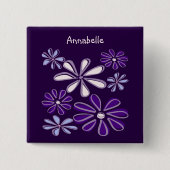 濃い紫の花あなたの名前をドードル 缶バッジ (正面)