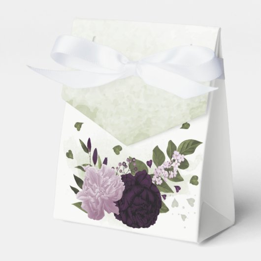 濃い紫の花と淡い紫の花結婚が緑 フェイバーボックス (正面サイド)