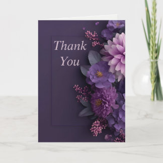 濃い紫の花のサンキューカード 招待状