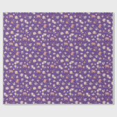 濃い紫の花のスケッチ ラッピングペーパー (フラット)