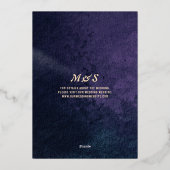 濃い紫の野草秋の冬の結婚式 箔招待状 (裏面)