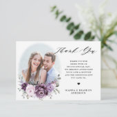 濃い紫の開花のフローラの写真 サンキューカード (スタンド正面)