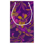 濃い紫はっきりした色の植物花柄 スモールペーパーバッグ (裏面)