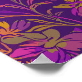 濃い紫はっきりした色の植物花柄 ポスター (角)