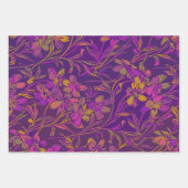 濃い紫はっきりした色の植物花柄 ラッピングペーパーシート (正面2)