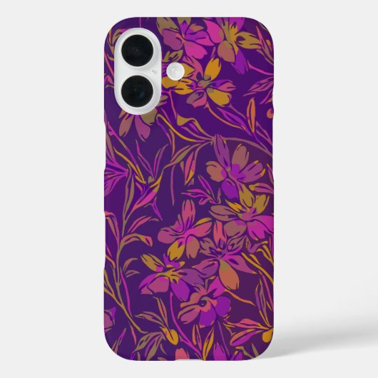 濃い紫はっきりした色の植物花柄 Case-Mate iPhoneケース (裏面)