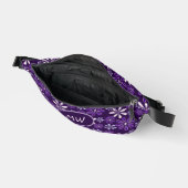 濃い紫モノグラムの色の花ドードル ファニーパック (見開き)