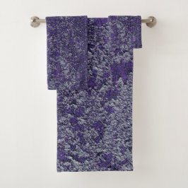 濃い紫王室の錆びた金属テクスチャ抽象芸術 バスタオルセット