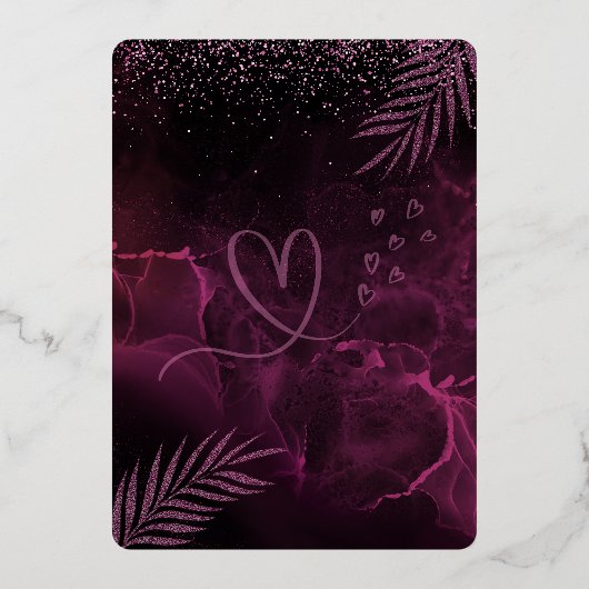 濃い紫色のエレガント上品 箔招待状 (裏面)