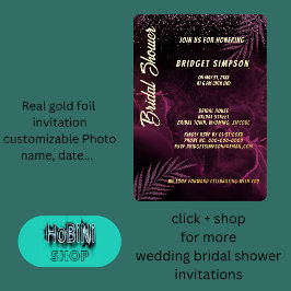 濃い紫色のエレガント上品 箔招待状