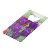 濃い紫色のチューリップのジグソー クレジットカード栓抜き (裏面アングル)