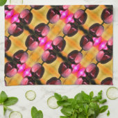 濃い紫色のチューリップ花の抽象芸術パターン キッチンタオル (折り畳み)