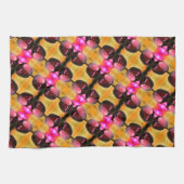 濃い紫色のチューリップ花の抽象芸術パターン キッチンタオル (横)