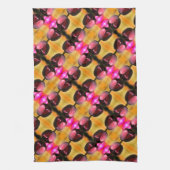 濃い紫色のチューリップ花の抽象芸術パターン キッチンタオル (縦)