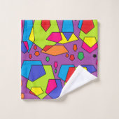 濃い紫色のバスタオルを大きな色の柄でセット バスタオルセット (ウォッシュタオル)