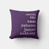 濃い紫色のパーソナライズされた姓モノグラム クッション (正面)