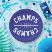 濃い紫色のフットボール型のCHAMPSテキスト ペーパープレート (パーティー)