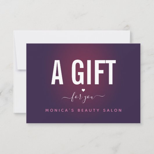 濃い紫色のロマングラデーションティックハート編集可能バウチャー (正面)