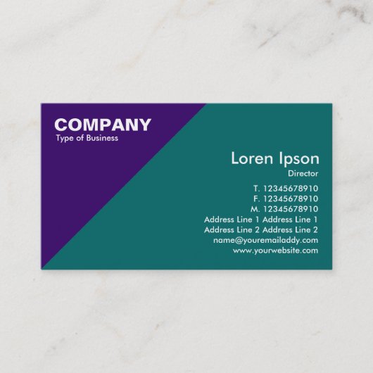 濃い紫色の三角形コーナー – 緑(006666) 名刺 (正面)