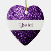 濃い紫色の光沢のあるフェイクグリッターの輝きをパーソナライズ セラミックオーナメント (右)