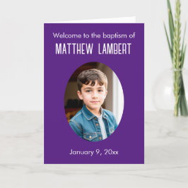 濃い紫色の写真フロントポルカドット折り畳みバプテスマ プログラム