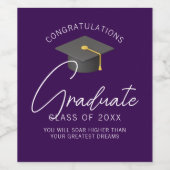 濃い紫色の大学院カスタム卒業パーティー ワインラベル (シングルラベル)