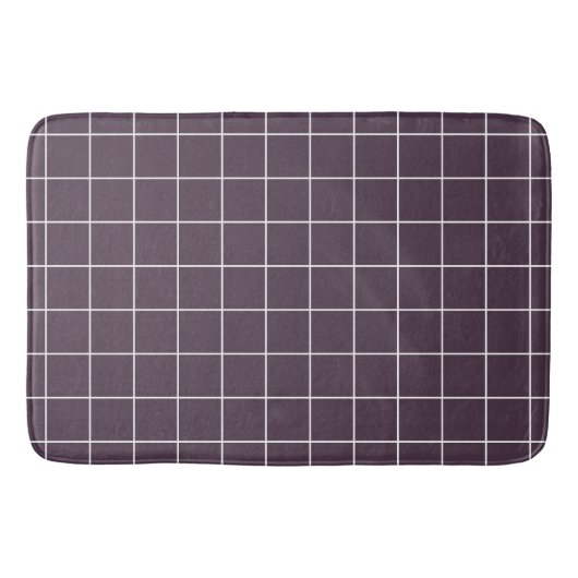 濃い紫色の審美的な背景グリッドパターン バスマット (正面)