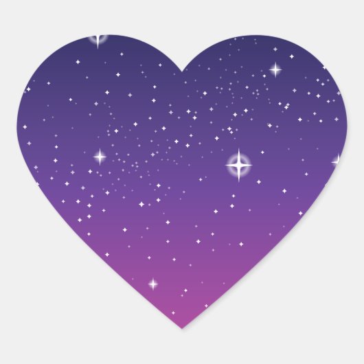 濃い紫色の星空 ハートシール (正面)
